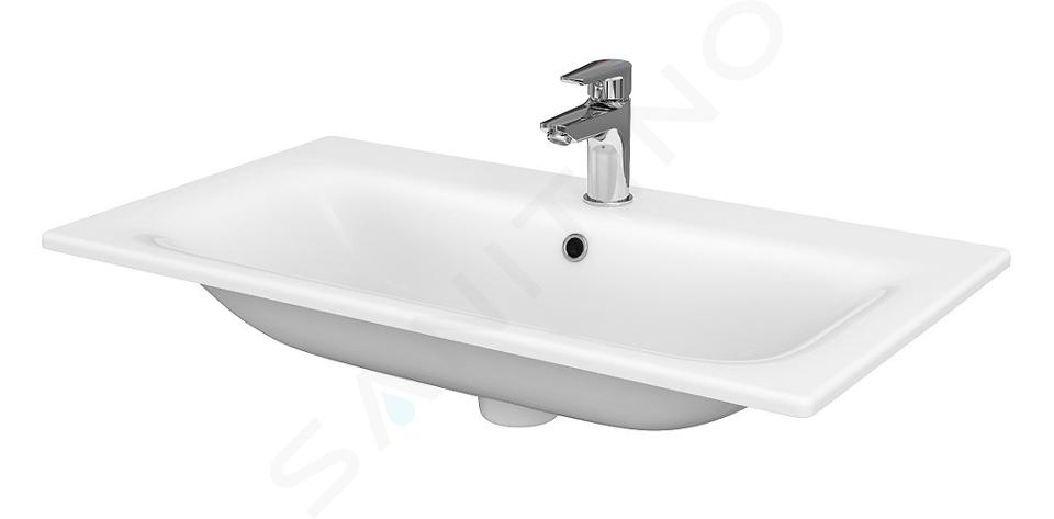 Cersanit Moduo - Lavabo de mueble 80x45 mm, con rebosadero, orificio para grifo, blanco K116-044