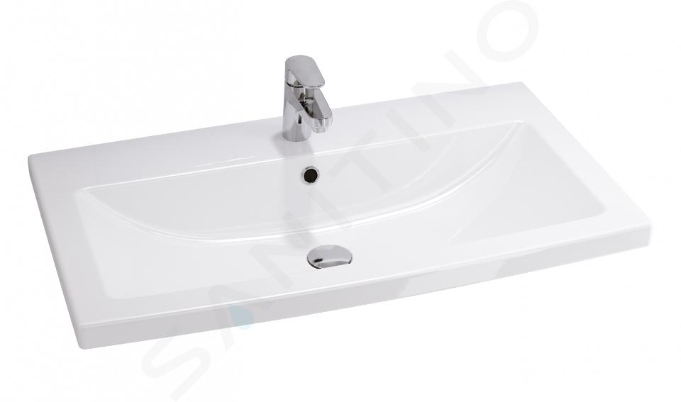 Cersanit Como - Lavabo 80x45 cm, avec trop-plein, trou pour robinetterie, blanc K32-004-BOX