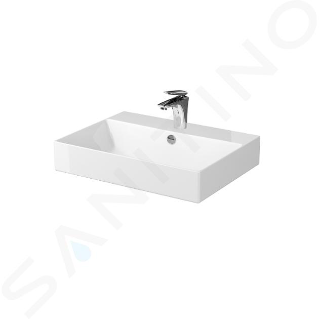 Cersanit Inverto - Lavabo 61x46 cm, con troppopieno e foro per miscelatore, bianco K671-005