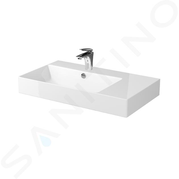 Cersanit Inverto - Lavabo 81x46 cm, con rebosadero, orificio para grifo, blanco K671-006