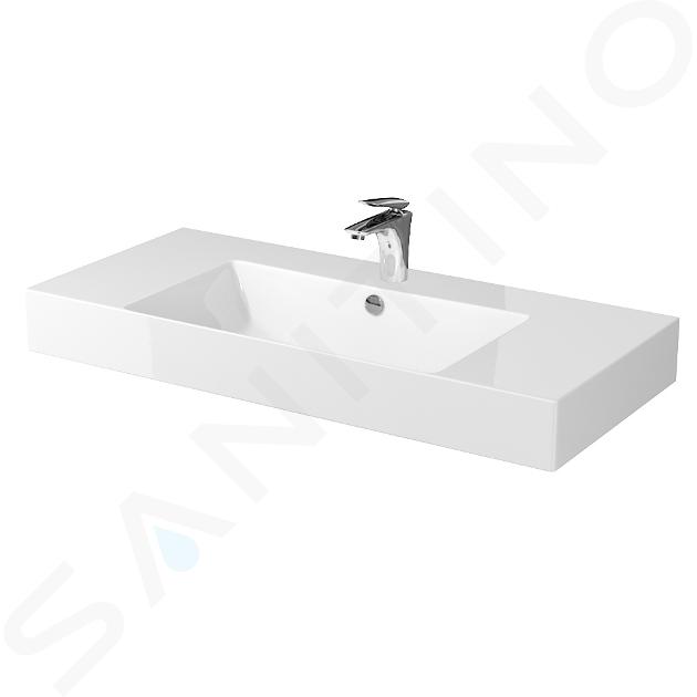 Cersanit Inverto - Lavabo 101x46 cm, con troppopieno e foro per miscelatore, bianco K671-007