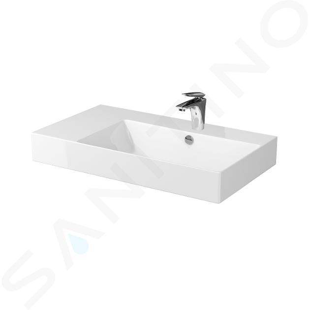 Cersanit Inverto - Lavabo 81x46 cm, con troppopieno e foro per miscelatore, bianco K671-016