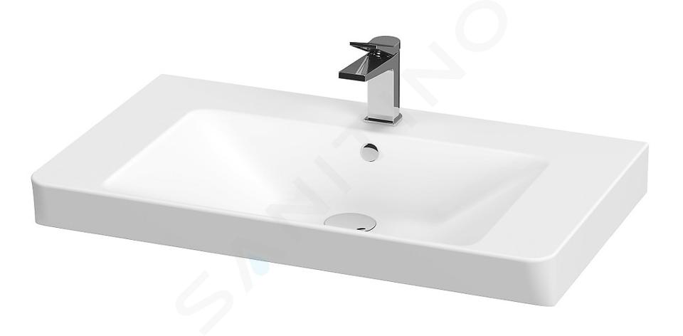 Cersanit Mille - Lavabo 81x49 cm, con troppopieno e foro per miscelatore, bianco K675-003