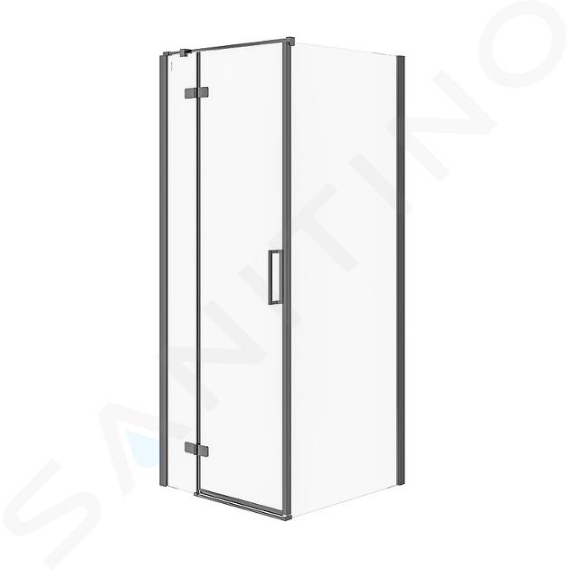 Cersanit Jota - Douchehoek 80x80 cm, links, zwart/helder glas S160-007