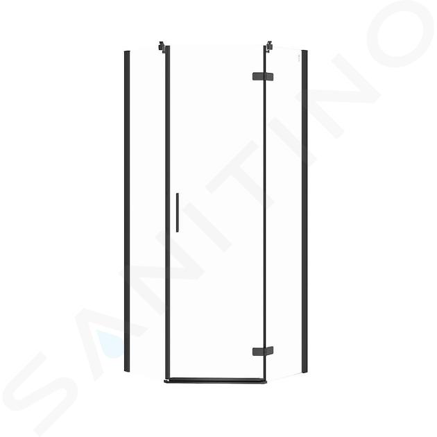 Cersanit Jota - Duschecke 80x80 cm, rechts, schwarz/Klarglas S160-011