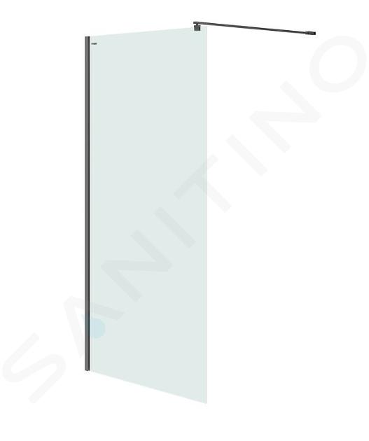 Cersanit Mille - Mampara de ducha Walk-In, 100x200 cm, negro/vidrio esmerilado S161-003