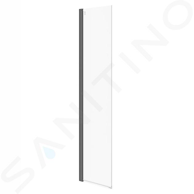 Cersanit Mille - Parete laterale mobile per Walk-In, 54x200 cm, nero/vetro trasparente S161-012