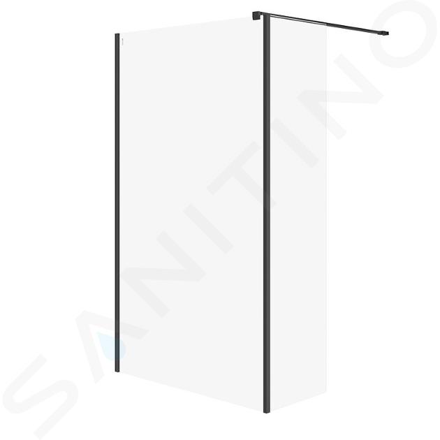 Cersanit Mille - Mampara de ducha Walk-In, 120x200 cm, negro/vidrio esmerilado S601-176