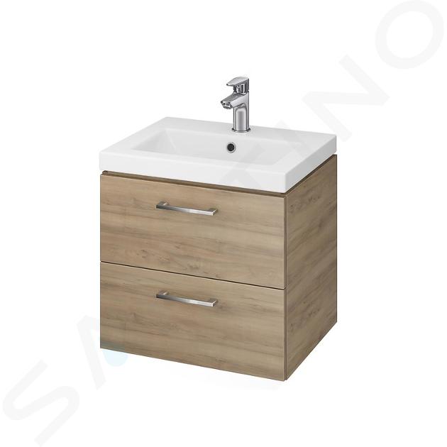 Cersanit Lara - Meuble avec lavabo, 46x49x40 cm, 2 tiroirs, noyer S801-153-DSM