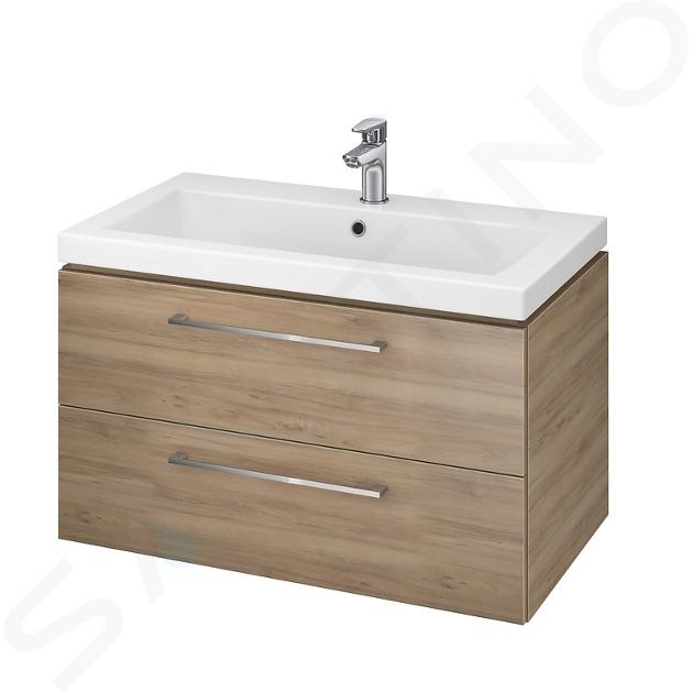 Cersanit Lara - Meuble avec lavabo, 45x79x45 cm, 2 tiroirs, noyer S801-154-DSM