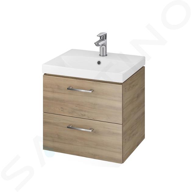 Cersanit Lara - Meuble avec lavabo, 46x49x40 cm, 2 tiroirs, noyer S801-155-DSM