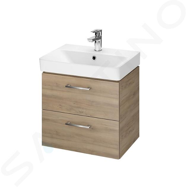 Cersanit Lara - Meuble avec lavabo, 46x49x35 cm, 2 tiroirs, noyer S801-322-DSM