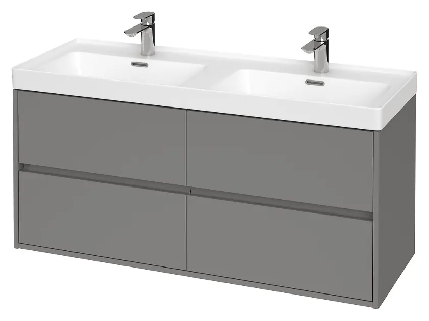Cersanit Crea - Meuble avec lavabo, 53x119x45 cm, 4 tiroirs, gris S801-324