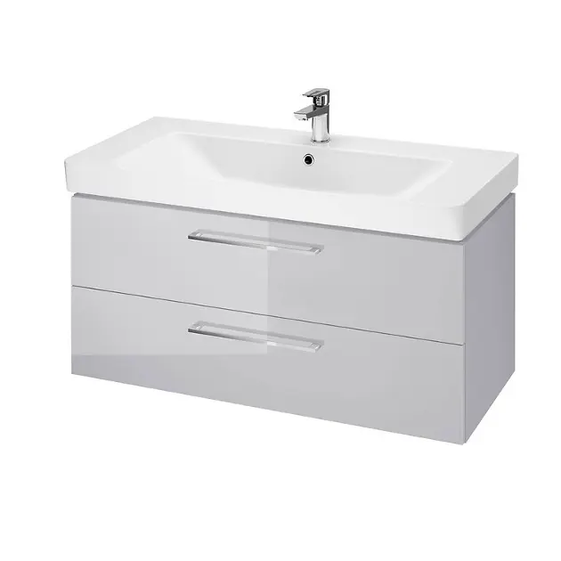 Cersanit Lara - Waschtisch mit Unterschrank, 46x99x45 cm, 2 Schubladen, grau S801-332-DSM