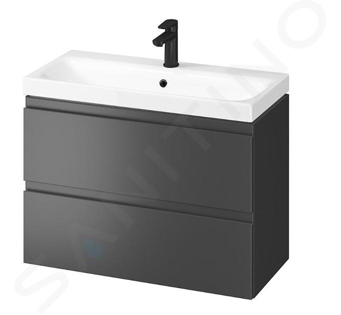 Cersanit Moduo - Meuble avec lavabo, 57x80x38 cm, 2 tiroirs, anthracite S801-468-DSM