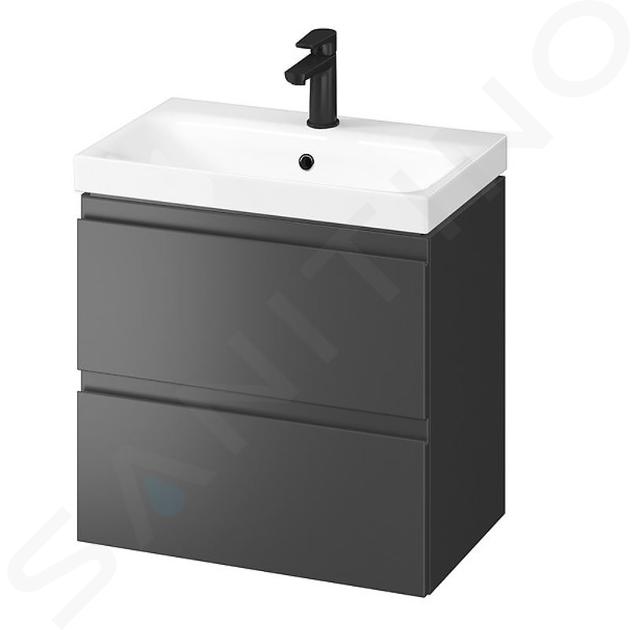 Cersanit Moduo - Meuble avec lavabo, 57x60x38 cm, 2 tiroirs, anthracite S801-469-DSM