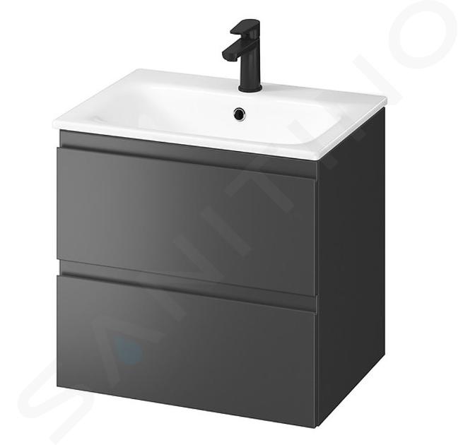 Cersanit Moduo - Meuble avec lavabo, 57x60x45 cm, 2 tiroirs, anthracite S801-472-DSM