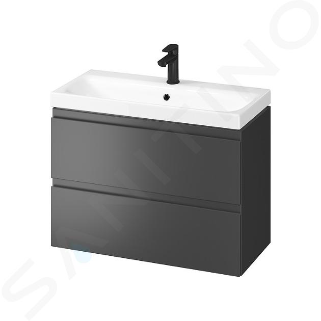 Cersanit Moduo - Meuble avec lavabo, 57x80x38 cm, 2 tiroirs, anthracite S801-476