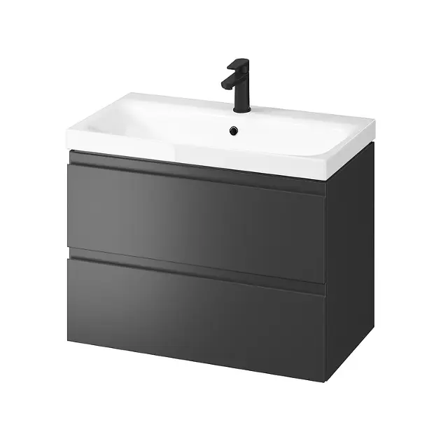 Cersanit Moduo - Waschtisch mit Unterschrank, 57x80x45 cm, 2 Schubladen, Anthrazit S801-484