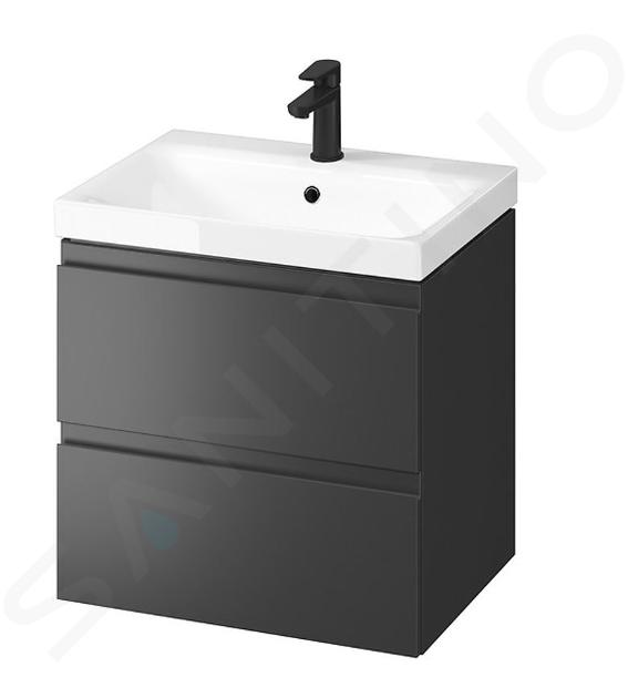 Cersanit Moduo - Waschtisch mit Unterschrank, 57x60x45 cm, 2 Schubladen, Anthrazit S801-486-DSM