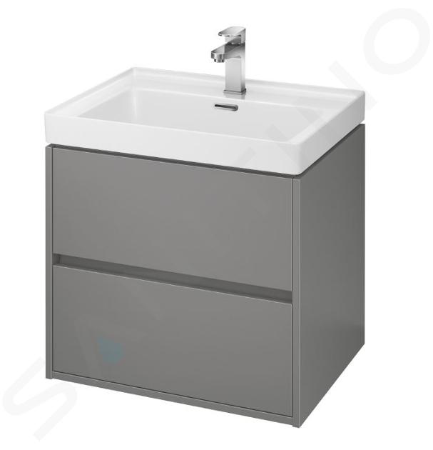 Cersanit Crea - Meuble-lavabo, 53x59x45 cm, 2 tiroirs, gris S924-016