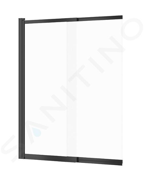 Cersanit Larga - Badscherm, tweedelig, 116x140 cm, zwart/helder glas S932-142