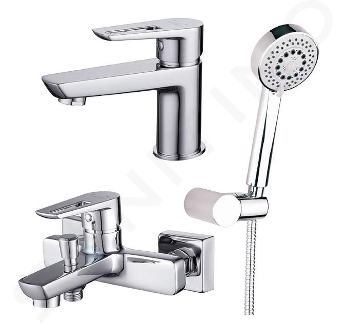 Cersanit Mille - Set de mitigeur de lavabo et de baignoire avec accessoires, chrome S952-003