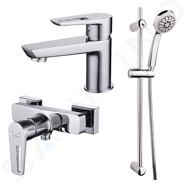 Cersanit Mille - Juego de grifería para lavabo y ducha con accesorios, cromo S952-004