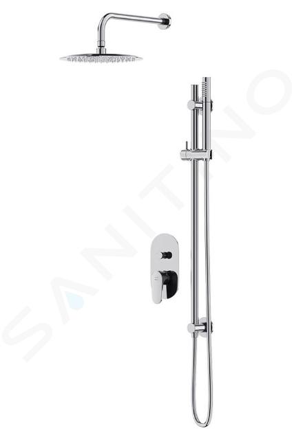 Cersanit Inverto - Set doccia con miscelatore ad incasso, con corpo incasso, diametro 25 cm, cromo S952-005