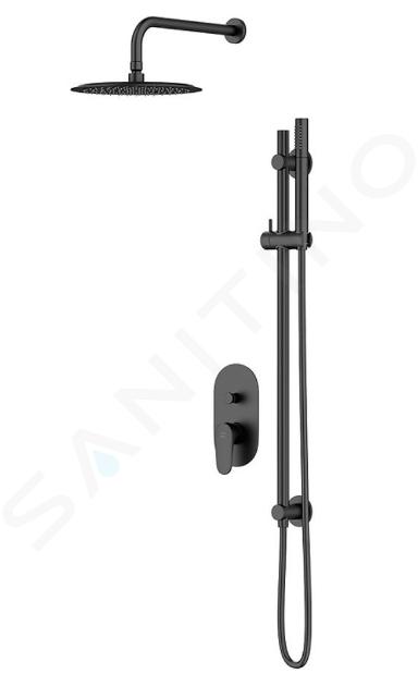 Cersanit Inverto - Set doccia con miscelatore ad incasso, con corpo incasso, diametro 25 cm, nero S952-006