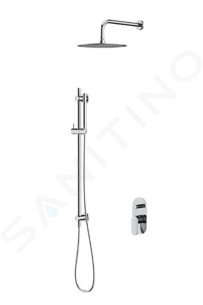 Cersanit Crea - Set doccia con miscelatore ad incasso, con corpo incasso, diametro 25 cm, cromo S952-008