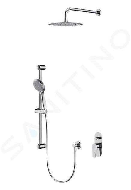 Cersanit Moduo - Set doccia con miscelatore ad incasso, con corpo incasso, diametro 25 cm, 3 getti, cromo S952-011