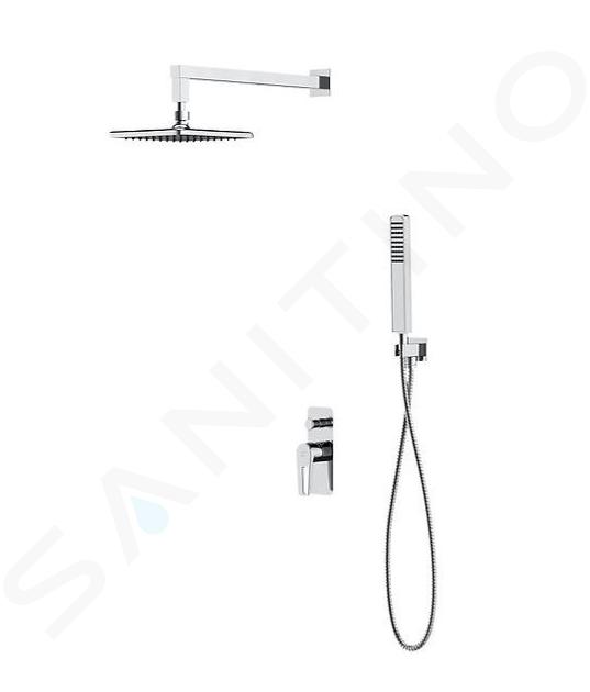 Cersanit Mille - Set doccia con miscelatore ad incasso, con corpo incasso, 20x20 cm, cromo S952-012