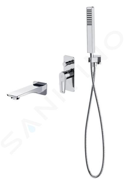 Cersanit Mille - Grifo empotrado de bañera, 3 orificios, con cuerpo, con accesorios, cromo S952-037