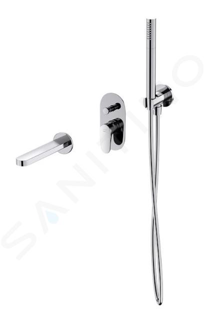 Cersanit Inverto - Grifo empotrado de bañera, 3 orificios, con cuerpo, con accesorios, cromo S952-038