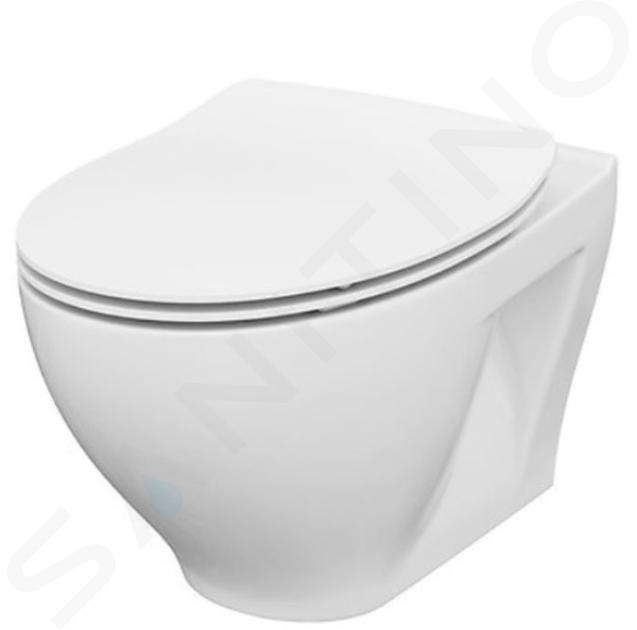 Cersanit Moduo - Inodoro suspendido con asiento SoftClose, CleanOn, blanco K701-147