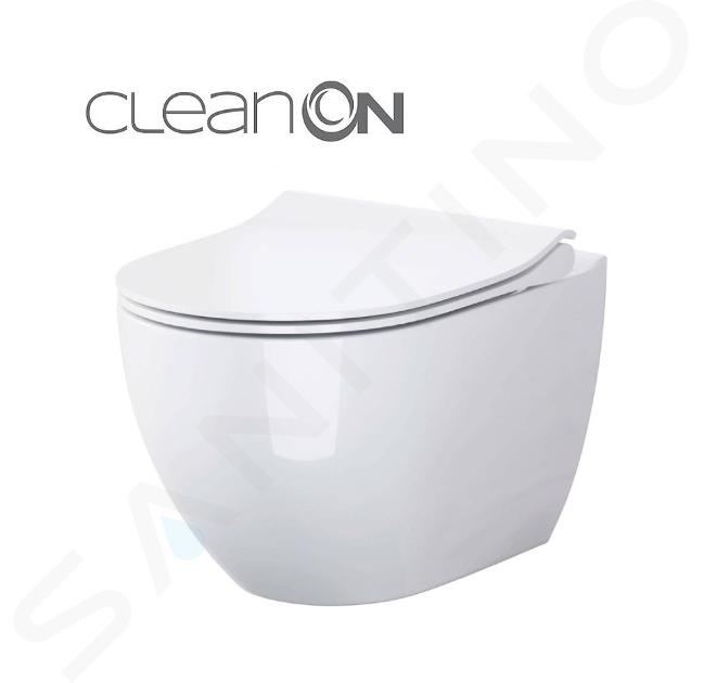 Cersanit Zen - Toaletă suspendată cu capac SoftClose, CleanOn, alb S701-428