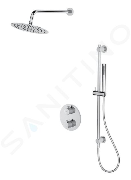 Cersanit Zen - Set de douche avec thermostat encastré, avec corps d’encastrement, diamètre 25 cm, chrome S952-032