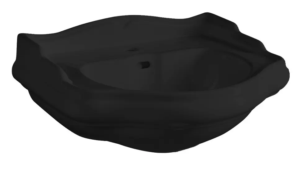 E-shop Sapho Kerasan Retro - Umývadlo 56x47 cm, s prepadom, otvor na batériu, matná čierna 104531