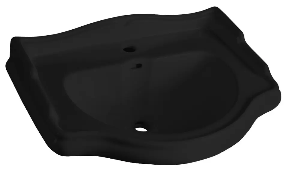 Sapho Kerasan Retro - Waschbecken 69 x 52 cm, mit Überlauf, Hahnloch, matt schwarz 104631