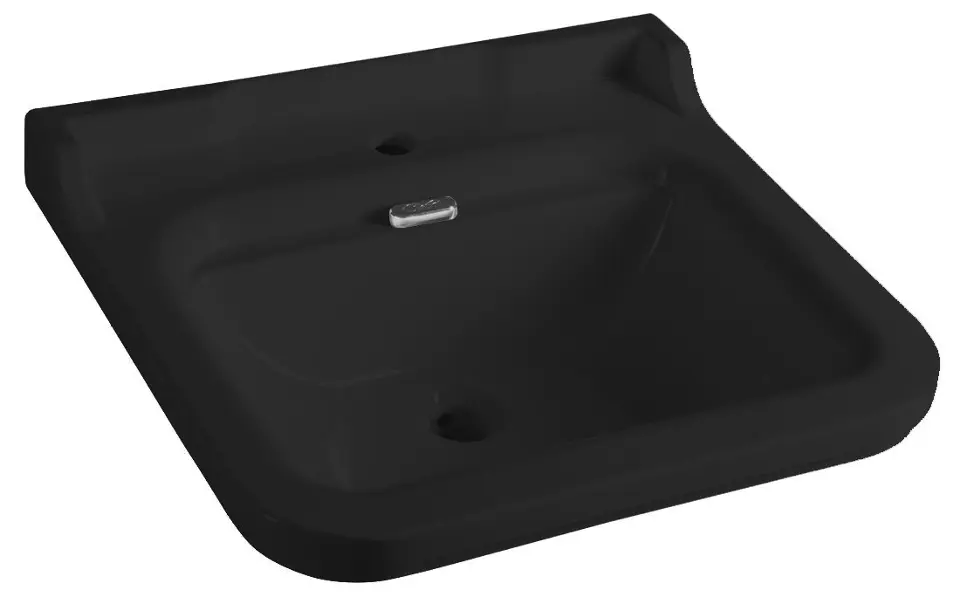 Sapho Kerasan Waldorf - Waschbecken 60 x 55 cm, mit Überlauf, Hahnloch, matt schwarz 4140K7