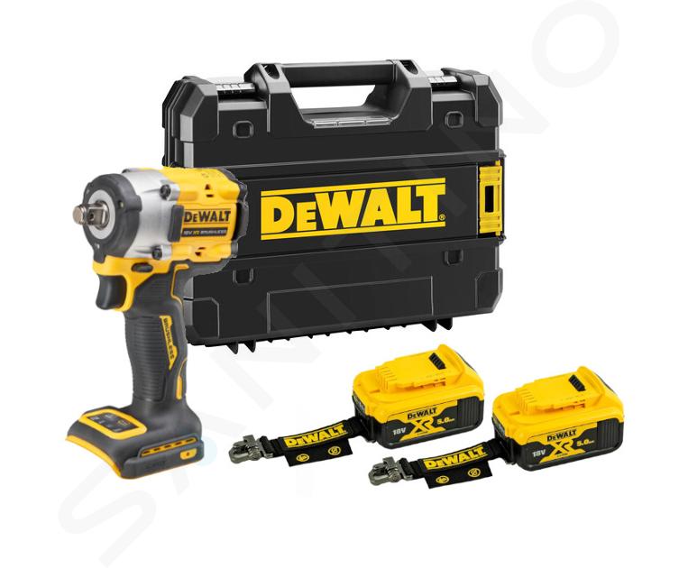 DeWALT Narzędzia - 18V AKU klucz udarowy, 2 akumulator 5,0 Ah LANYARD READY, ładowarka DCF921P2LRT-XJ