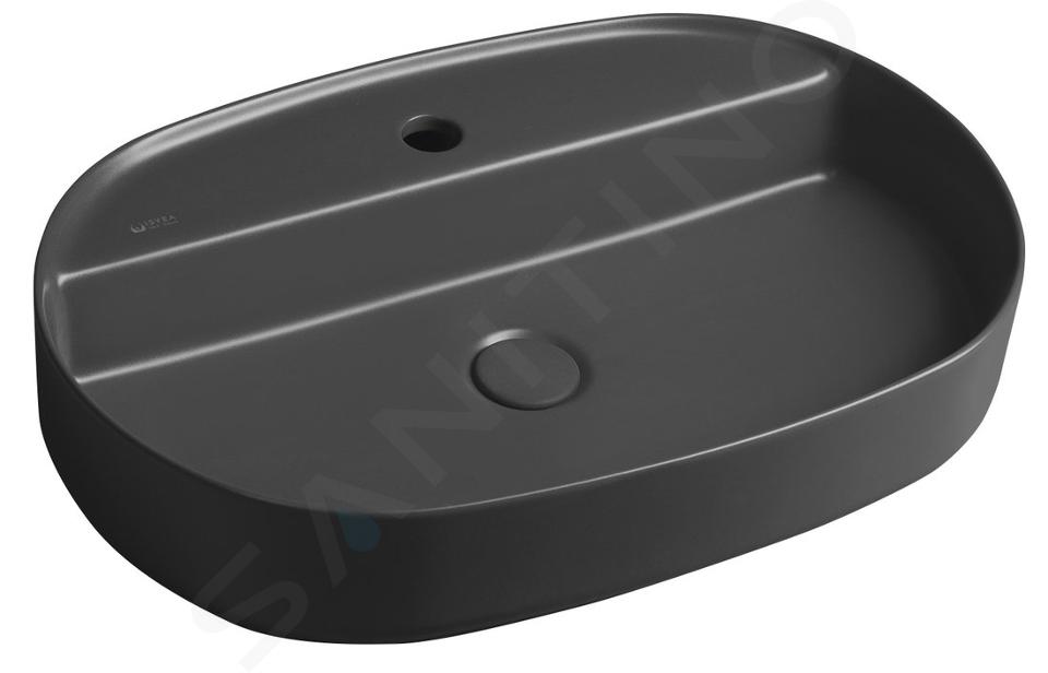 Sapho Infinity - Lavabo sobre encimera, 60x40 cm, sin rebosadero, orificio para el grifo, antracita 10NF65060-2C