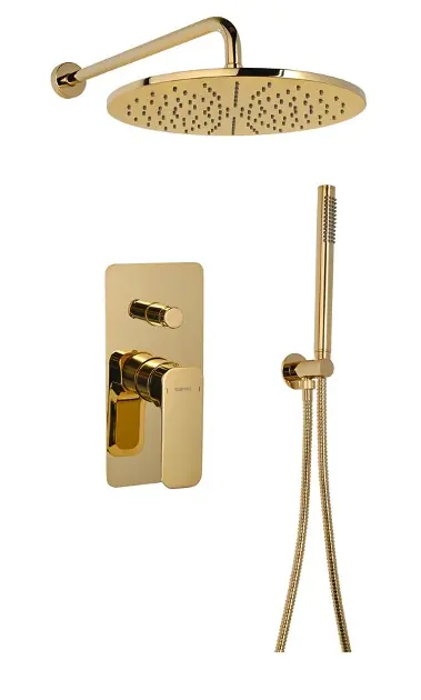 E-shop Sapho Spy - Sprchový set s batériou pod omietku, s telesom, priemer 30 cm, zlato PY42/17-01