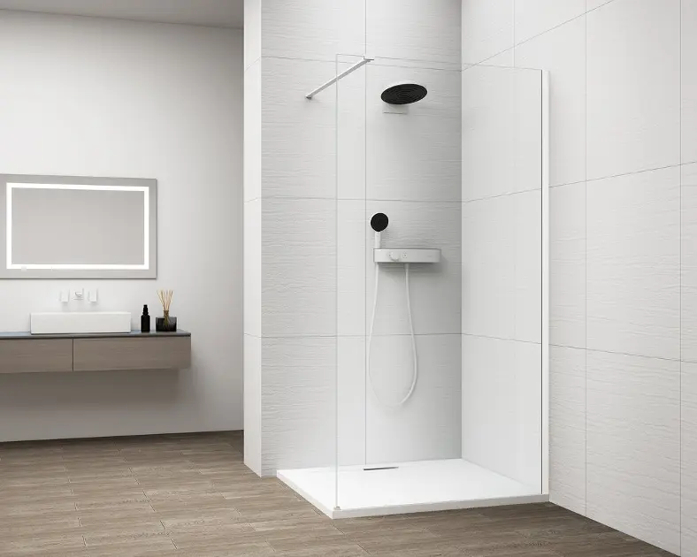 E-shop Polysan Esca - Sprchová stena Walk-In 110x210 cm, Antidrop, sklo číre/biela ES1011-03
