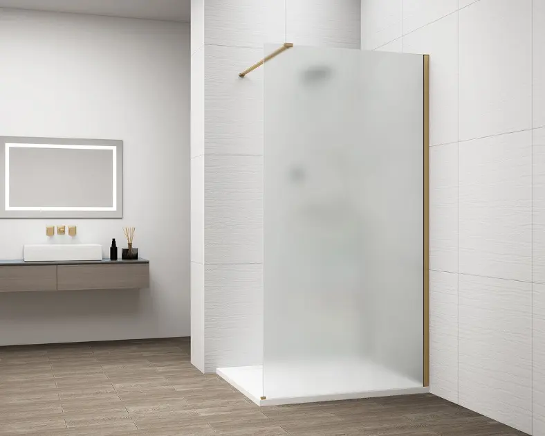 E-shop Polysan Esca - Sprchová stena Walk-In 110x210 cm, Antidrop, matné sklo/matná zlatá ES1111-04