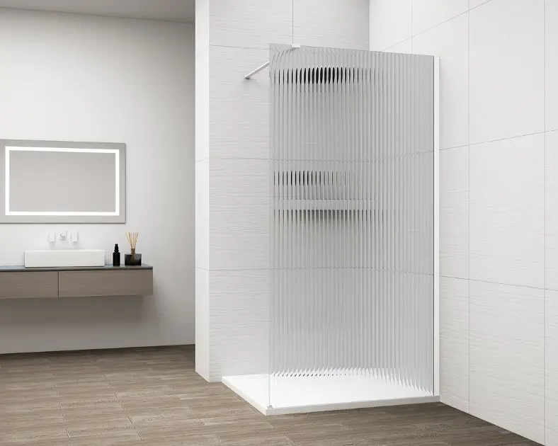 E-shop Polysan Esca - Sprchová stena Walk-In 100x210 cm, Antidrop, sklo Flute/biela ES1310-03