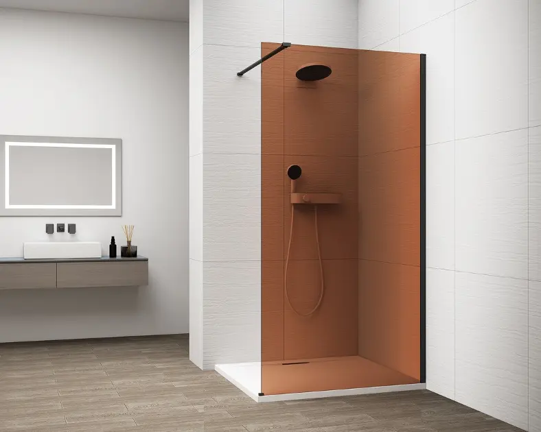 E-shop Polysan Esca - Sprchová stena Walk-In 100x210 cm, Antidrop, sklo Marron/matná čierna ES1510-02
