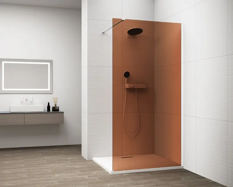 E-shop Polysan Esca - Sprchová stena Walk-In 100×210 cm, Antidrop, sklo Marron/biela ES1510-03