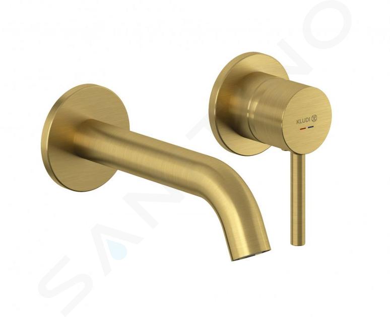 Kludi Bozz - Miscelatore ad incasso per lavabo, montaggio a 2 fori, oro spazzolato 38244N076